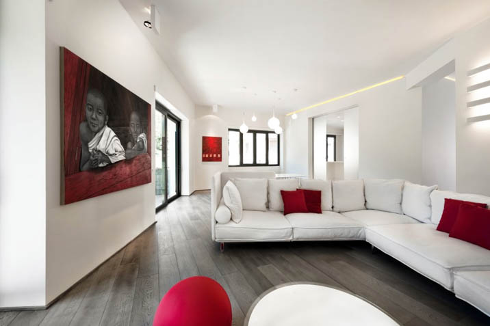 дизайн кімнати в червоно-білому кольорі