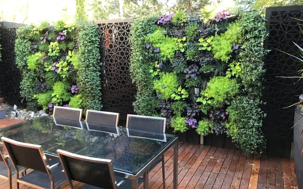 Вертикальний сад з зеленими рослинами