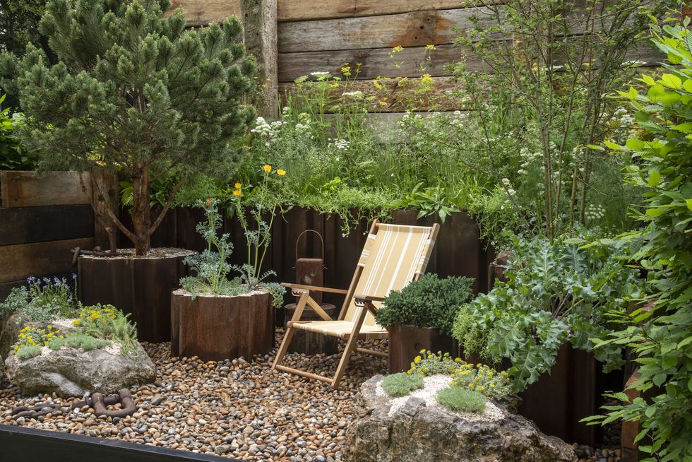 Сучасний сад з інноваційним ландшафтним дизайном на RHS Chelsea Flower Show 2024.